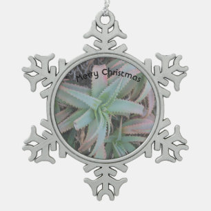 Nevada succulents snowflake pewter christmas ornament