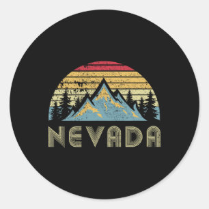 Nevada Tee - Retro Vintage Mountains Nature Hiking Classic Round Sticker