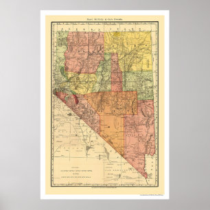 Nevada Town & Railroad Map 1893 Poster