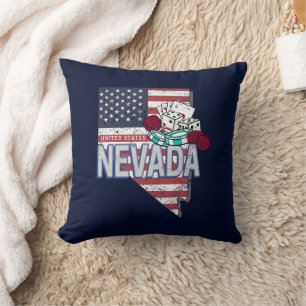 Nevada United States Retro Map Vintage USA Casino Cushion