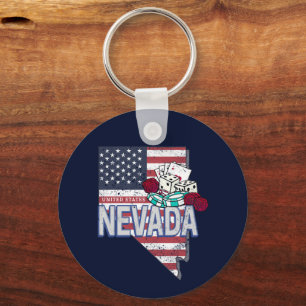 Nevada United States Retro Map Vintage USA Casino Key Ring