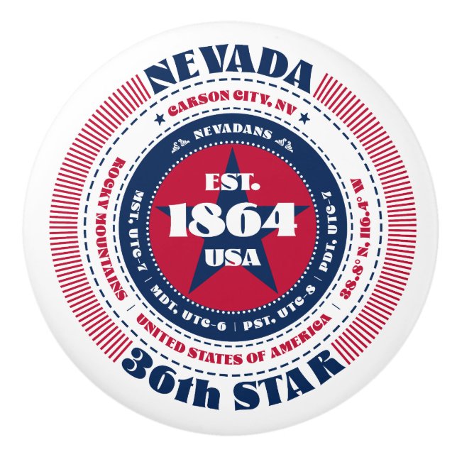 Nevada US State Red White Blue Typography Ceramic Knob (Front)