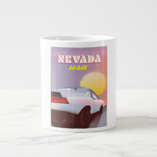 Nevada USA Setting sun sports car Large Coffee Mug