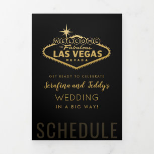 Nevada Vegas Guest Wedding Welcome Schedule Tri-Fold Programme