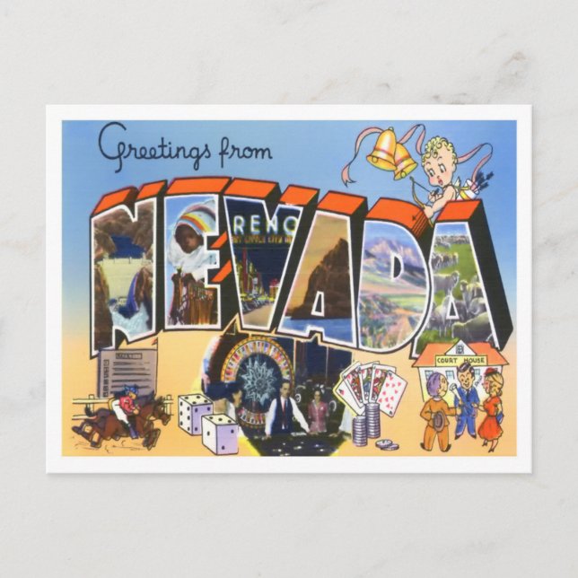 Nevada Vintage Big Letters Postcard (Front)