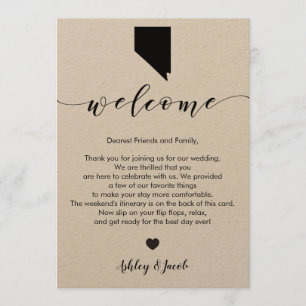 Nevada Wedding Welcome Letter & Itinerary Card