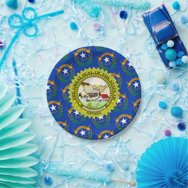 Nevadan Flag & Seal, Nevada Paper Plate (Party)