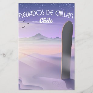 Nevados de Chillan, Chile Snowboarding poster. Flyer