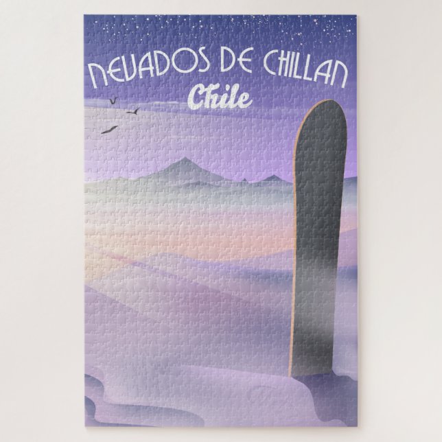 Nevados de Chillan, Chile Snowboarding poster. Jigsaw Puzzle (Vertical)