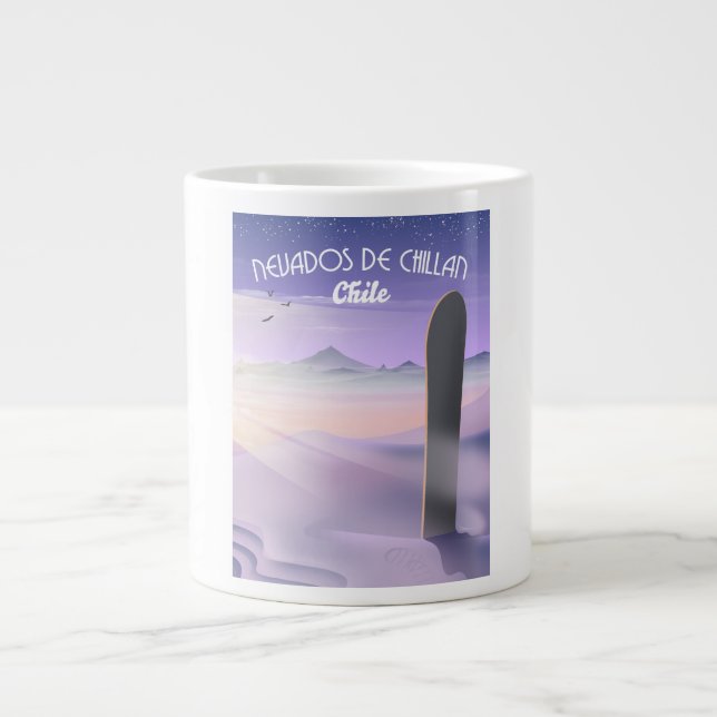 Nevados de Chillan, Chile Snowboarding poster. Large Coffee Mug (Front)