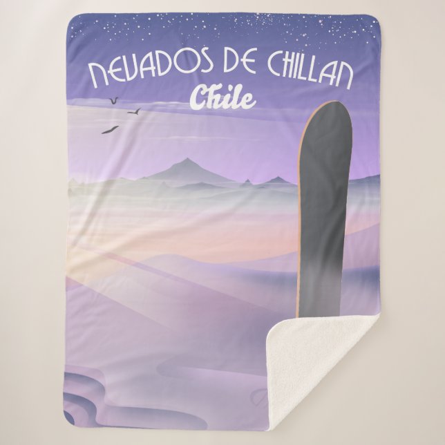 Nevados de Chillan, Chile Snowboarding poster. Sherpa Blanket (Front)