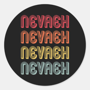 Nevaeh Gift Name Personalised Retro Vintage 80s 90 Classic Round Sticker
