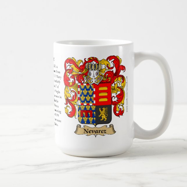 Nevarez, the Origin, the Meaning and the Crest Coffee Mug (Right)