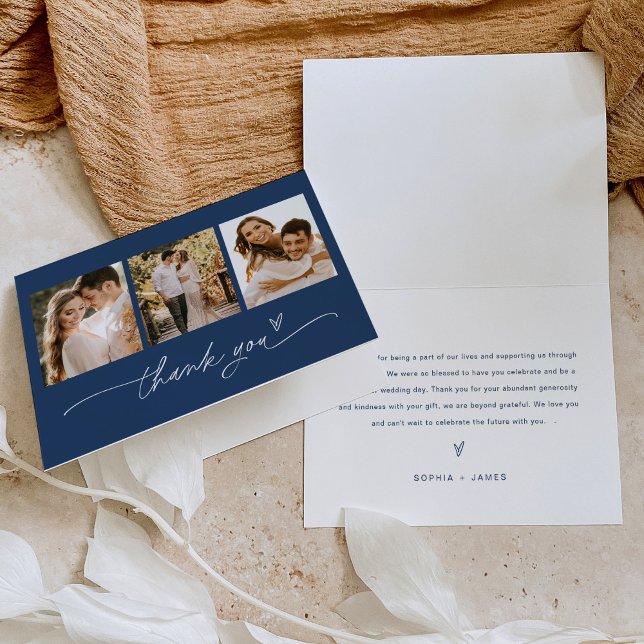 NEVE Navy Blue Photo Wedding Thank You Card (Creator Uploaded)