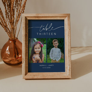 NEVE Navy Childhood Photos Table Number Card 5x7