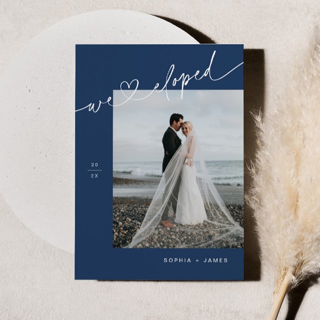 NEVE Navy Minimalist Heart Elopement Announcement (Creator Uploaded)