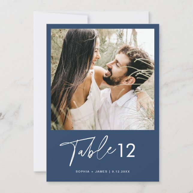 NEVE Navy Minimalist Photo Table Number 5x7 (Front)