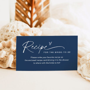 NEVE Navy Recipe Insert Card Bridal Shower
