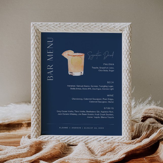 NEVE Navy Signature Drink Wedding Bar Sign (Creator Uploaded)