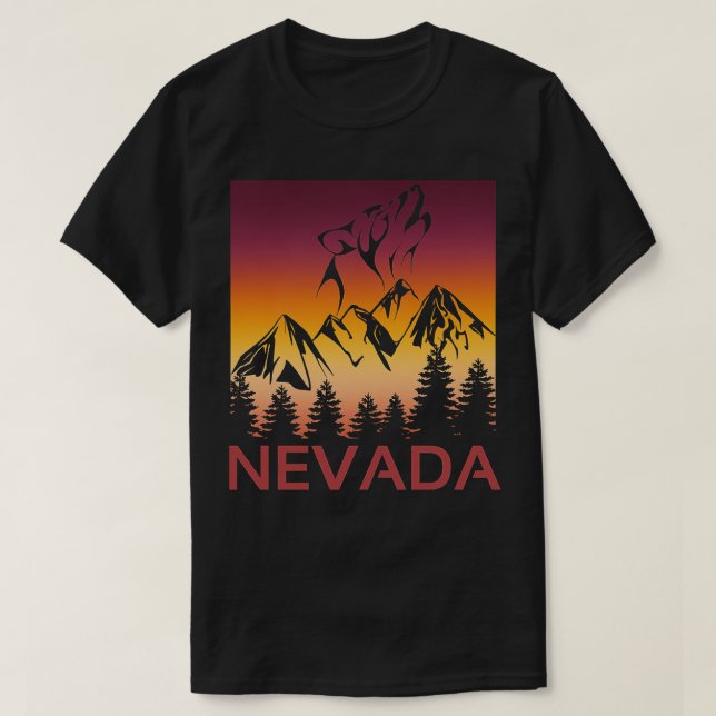 Neveda Sunset Wolf Howling at The Moon Trees and M T-Shirt (Design Front)