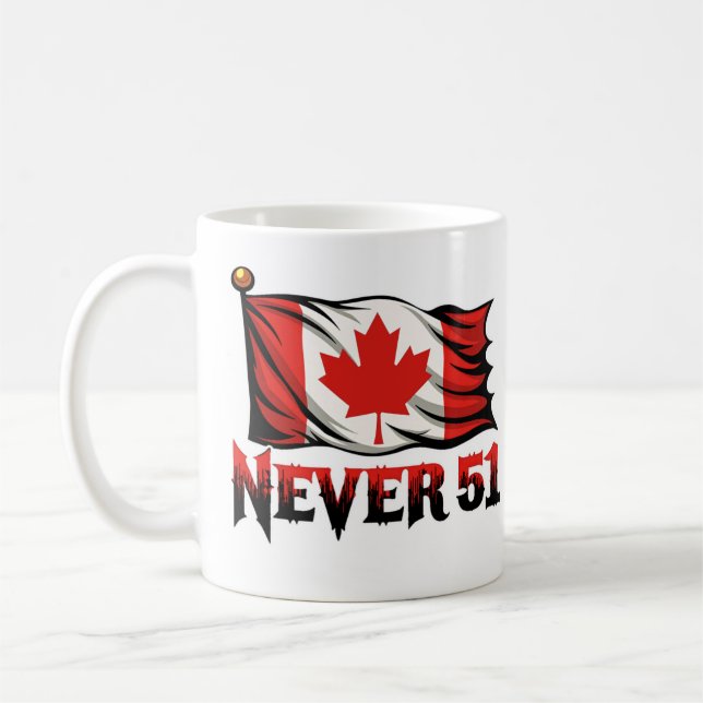 Never 51, Canada Canadian Flag, Coffee Mug (Left)