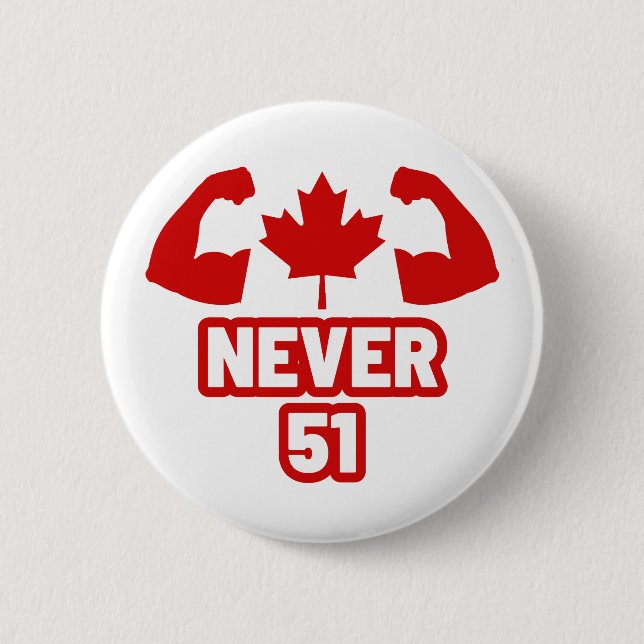 Never 51 Canada Strong 6 Cm Round Badge (Front)