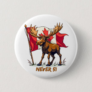 Never 51, Moose, Canadian Flag Maple Leaf 6 Cm Round Badge