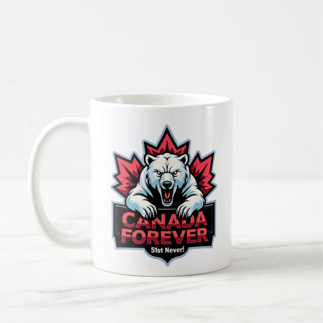 Never 51, Polar Bear, Canada Forever, Coffee Mug (Left)