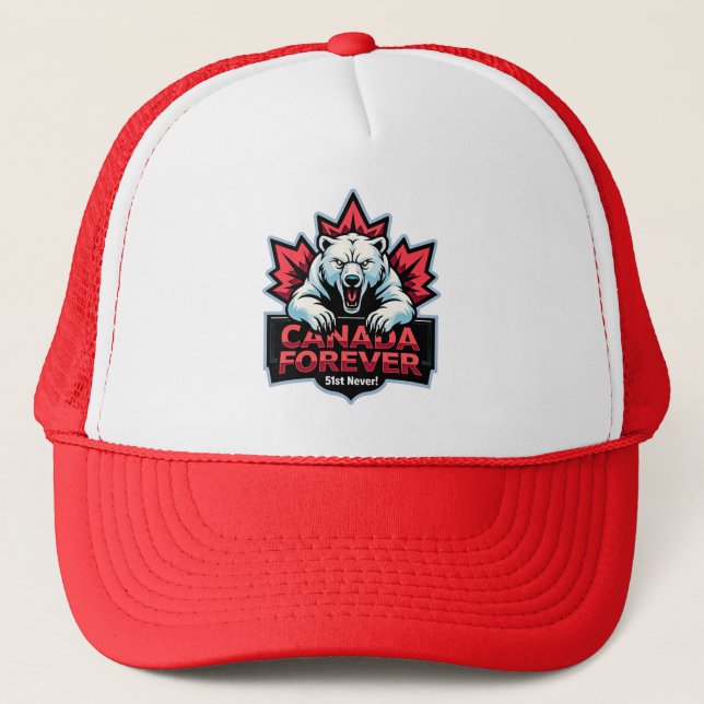 Never 51, Polar Bear, Canada Forever, Trucker Hat (Front)