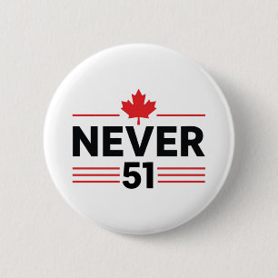 Never 51 State Canada Flag – Proud and Patriotic 6 Cm Round Badge