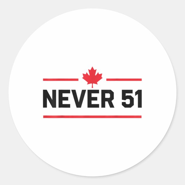 Never 51st State Canada Flag  Classic Round Sticker (Front)