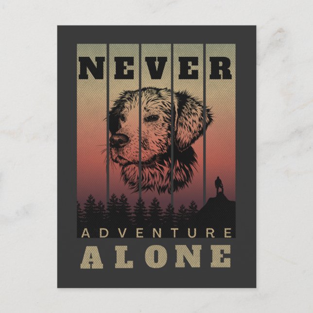 Never Adventure Alone Postcard (Front)