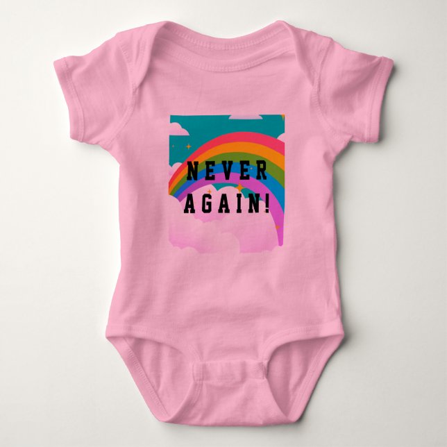NEVER AGAIN BABY BODYSUIT (Front)