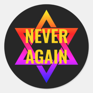 NEVER AGAIN Holocaust YOM HASHOAH Classic Round Sticker