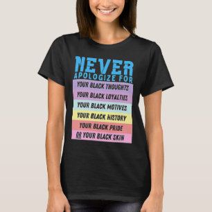 Never Apologise Black History Month BLM Melanin Pr T-Shirt