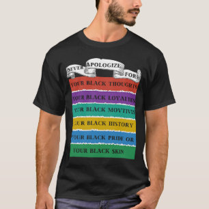 Never Apologise Black History Month BLM Melanin Pr T-Shirt