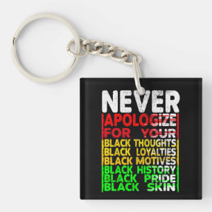 Never Apologise, Black History Month Green Red Key Ring