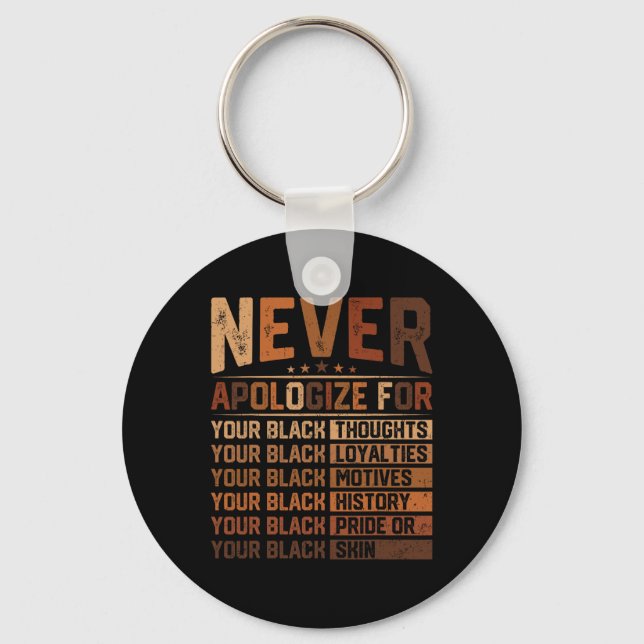 Never Apologise For Your Black History Juneteenth  Key Ring (Front)