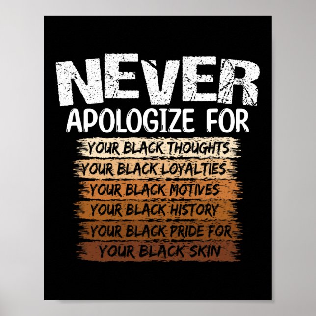 Never Apologise For Your Black Thoughts Black Hist Poster (Front)