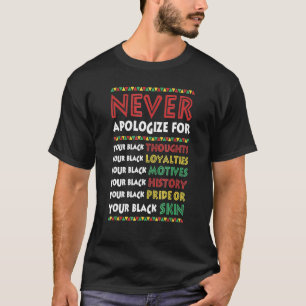 Never Apologise For Your Blackness Black History M T-Shirt