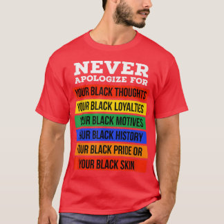 Never Apologise For Your Blackness Black History M T-Shirt