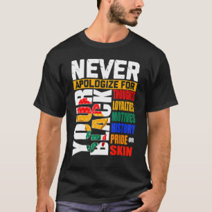 Never Apologise For Your Blackness Black History M T-Shirt