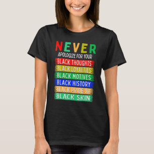 Never Apologise For Your Blackness Black History M T-Shirt