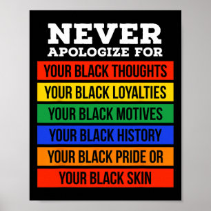 Never Apologise For Your Blackness - Black History Poster
