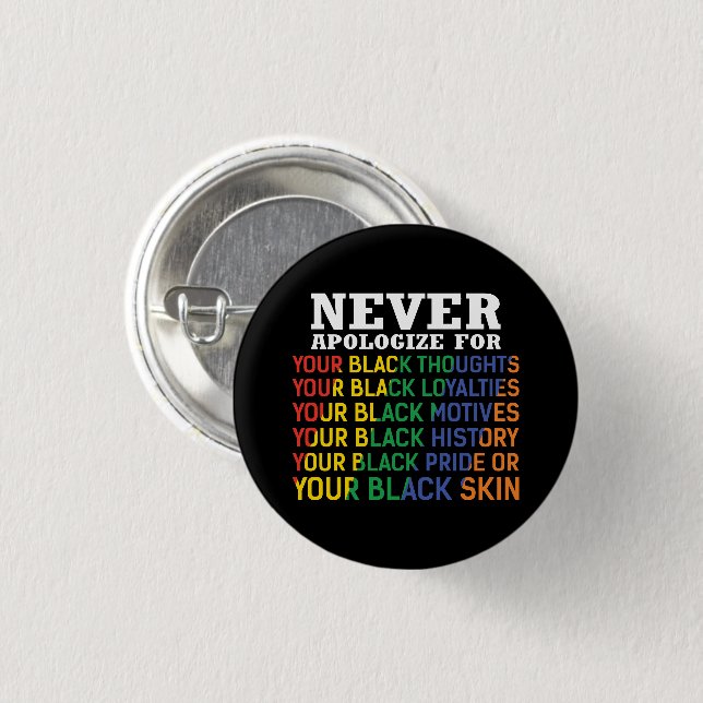 Never Apologise | Juneteenth | Black Pride 3 Cm Round Badge (Front & Back)
