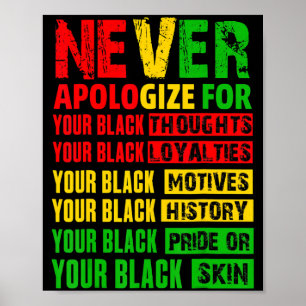 Never Apologise Your Black History Month African A Poster