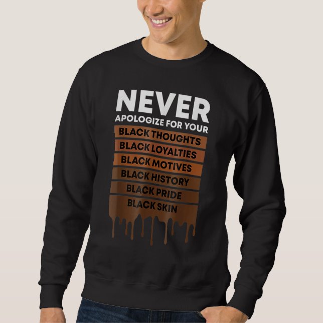 Never Apologize Black History Month BLM Melanin Pr Sweatshirt (Front)