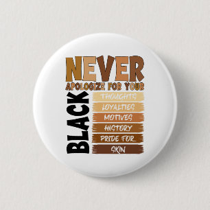Never Apologize For Your Blackness Black History M 6 Cm Round Badge