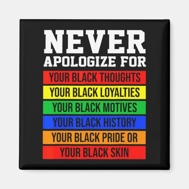 Never Apologize For Your Blackness Black History M Magnet (Front)