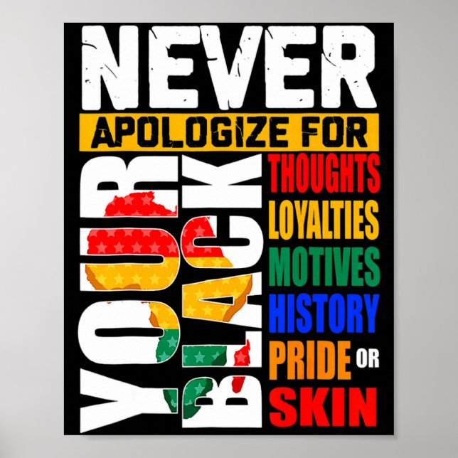 Never Apologize For Your Blackness Black History M Poster (Front)